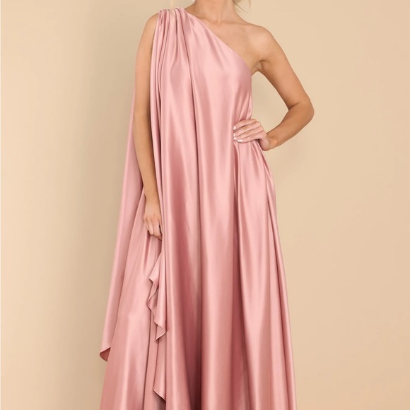 NWTs Grecian Pink One Shoulder Statement Maxi Dress - Picture 6 of 11